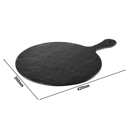 (6 pcs) Serving Tray - GGM Gastro SLATE ROCK - Melamine - 420x300mm - Height: 15mm - Black