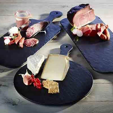 (6 pcs) Serving Tray - GGM Gastro SLATE ROCK - Melamine - 420x300mm - Height: 15mm - Black