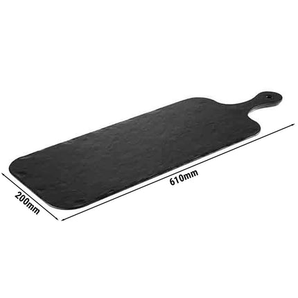 (6 pcs) Serving Tray - GGM Gastro SLATE ROCK - Melamine - 610x200mm - Height: 15mm - Black