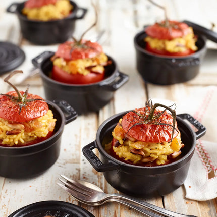 (6 pcs) STAUB | Mini Cocotte Round Enamelled Cast Iron Casserole Dish Set – Ø 100–160 mm – Black