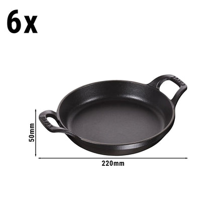 (6 pcs) STAUB | Round Cast Iron Oven Dish Set – Black - Grill/Oven