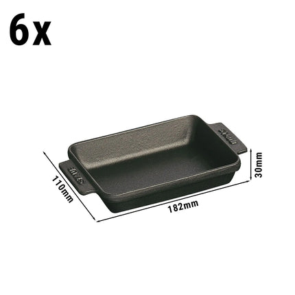 (6 pcs) STAUB | Square Cast Iron Oven Dish Set – Black - Oven/Grill to 240°C