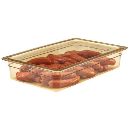 (6 pieces) CAMBRO | H-PAN™ Heat-Resistant  Gastronorm Container - 1/1 - Amber – 100 mm