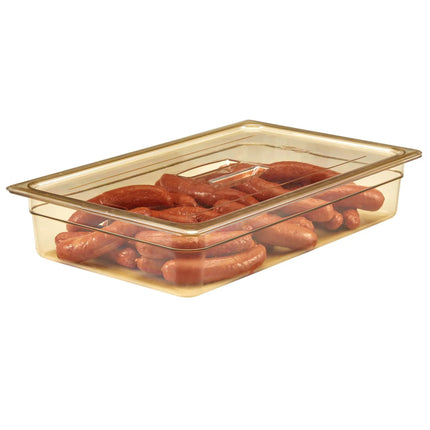 (6 pieces) CAMBRO | H-PAN™ Heat-Resistant  Gastronorm Container - 1/1 - Amber – 100 mm