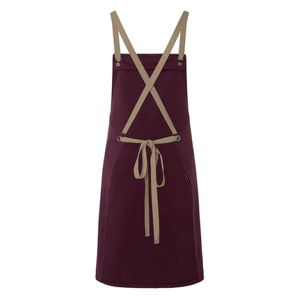 (6 pieces) KARLOWSKY | Adjustable Cross-Back Bib Apron Urban Nature – Aubergine - 700×850 mm