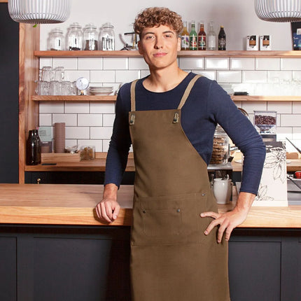 (6 pieces) KARLOWSKY | Adjustable Cross-Back Bib Apron Urban Nature – Cinnamon - 700×850 mm