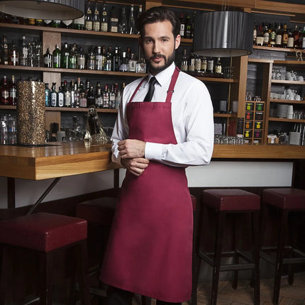 (6 pieces) KARLOWSKY | Basic Bib Apron – Burgundy - 750×900 mm - Adjustable Neck