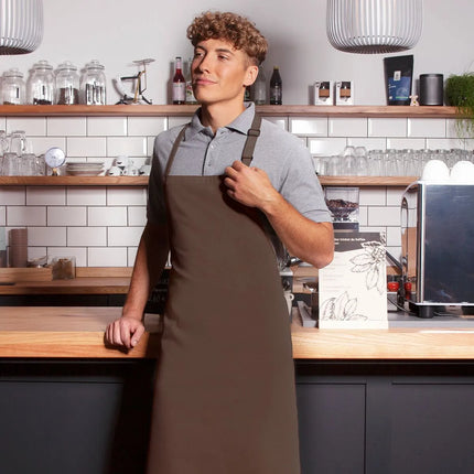 (6 pieces) KARLOWSKY | Basic Bib Apron – Light Brown - 750×900 mm - Adjustable Neck