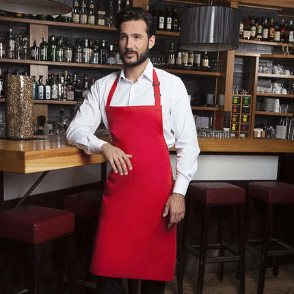 (6 pieces) KARLOWSKY | Basic Bib Apron – Red - 750×900 mm - Adjustable Neck