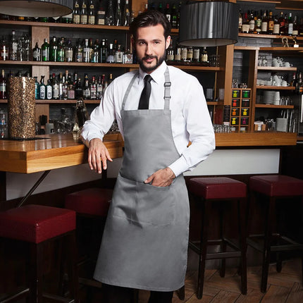 (6 pieces) KARLOWSKY | Basic Chef Bib Apron with Pocket – Basalt Grey - 750×900 mm - 2-Section Pocket