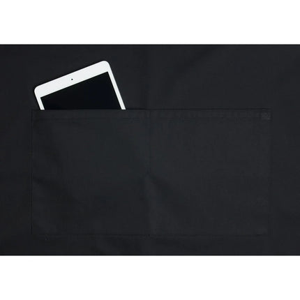 (6 pieces) KARLOWSKY | Basic Chef Bib Apron with Pocket – Black - 750×900 mm - 2-Section Pocket
