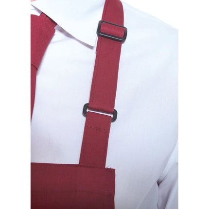 (6 pieces) KARLOWSKY | Basic Chef Bib Apron with Pocket – Bordeaux - 750×900 mm - 2-Section Pocket