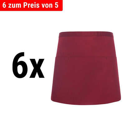 (6 pieces) KARLOWSKY | Basic Waist Apron with Pocket – Bordeaux - 600x350 mm