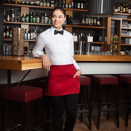 (6 pieces) KARLOWSKY | Basic Waist Apron with Pocket – Red - 600x350 mm