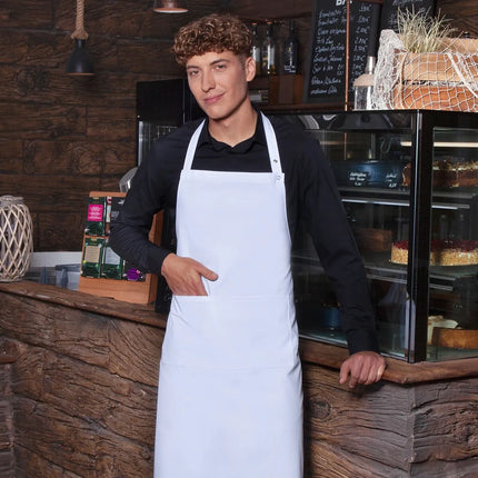 (6 pieces) KARLOWSKY | Bib Apron Tenerife – White - 75 x 95 cm - Adjustable Neck - 2 Pockets