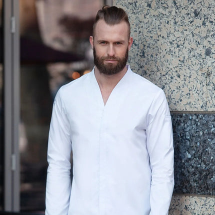 (6 pieces) KARLOWSKY | Chef Jacket DIAMOND CUT® Couture – White – Size 44 – Hidden press-stud front