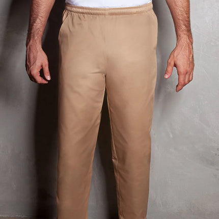 (6 pieces) KARLOWSKY | Kaspar Pull-On Chef Trousers – Sahara - M - Elasticated Waist & Drawcord