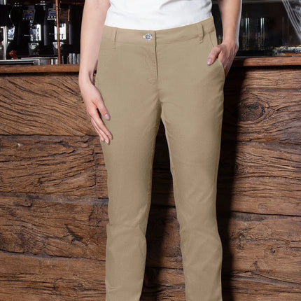 (6 pieces) KARLOWSKY | Ladies' 5‑Pocket Work Trousers – Pebble Grey - Size 44 - Organic Cotton Stretch