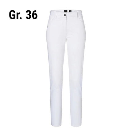 (6 pieces) KARLOWSKY | Ladies' 5‑Pocket Work Trousers – White - Size 36 - Organic Cotton Stretch