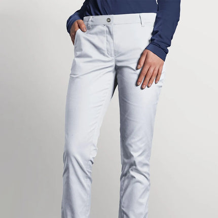 (6 pieces) KARLOWSKY | Ladies' 5‑Pocket Work Trousers – White - Size 42 - Organic Cotton Stretch