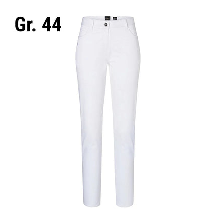 (6 pieces) KARLOWSKY | Ladies' 5‑Pocket Work Trousers – White - Size 44 - Organic Cotton Stretch