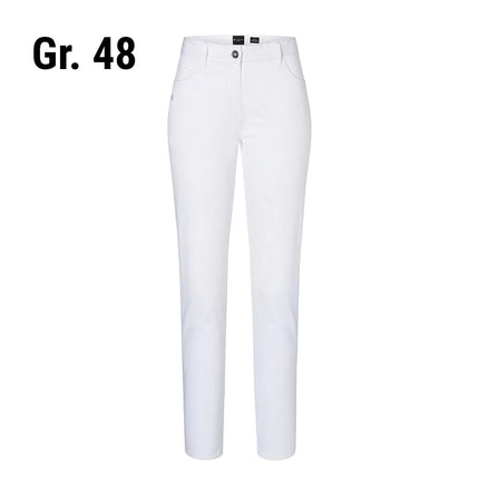 (6 pieces) KARLOWSKY | Ladies' 5‑Pocket Work Trousers – White - Size 48 - Organic Cotton Stretch