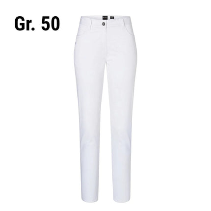 (6 pieces) KARLOWSKY | Ladies' 5‑Pocket Work Trousers – White - Size 50 - Organic Cotton Stretch