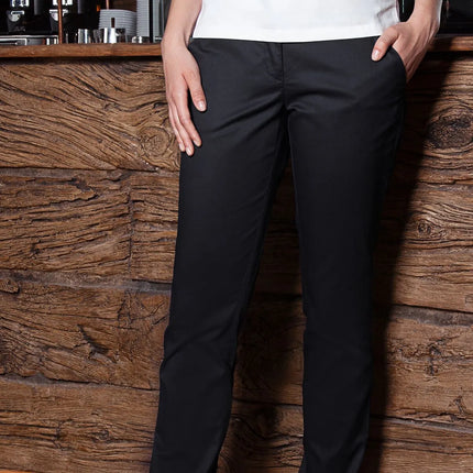 (6 pieces) KARLOWSKY | Ladies' Stretch Chino Work Trousers – Black - Size 44 - Easy-Care