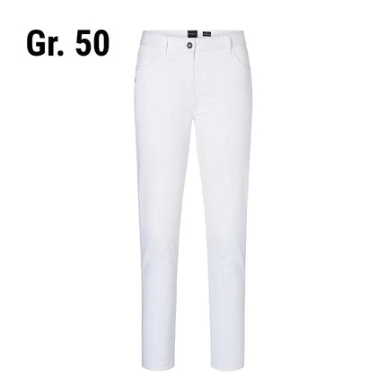 (6 pieces) KARLOWSKY | Men's 5-Pocket Work Trousers – White - Size 50 - Organic Cotton Stretch