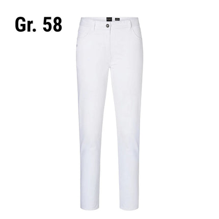(6 pieces) KARLOWSKY | Men's 5-Pocket Work Trousers – White - Size 58 - Organic Cotton Stretch