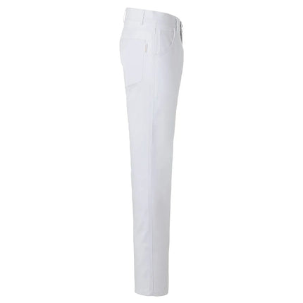 (6 pieces) KARLOWSKY | Men's Chef Trousers Manolo – White - Size 52 - 5-Pocket - Stretch Fabric