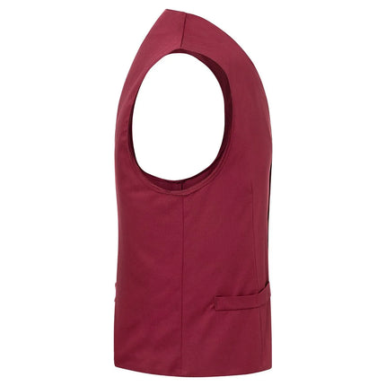 (6 pieces) KARLOWSKY | Men's Hospitality Waistcoat Kai – Bordeaux - Size 50 - Slim Fit - 95°C Wash
