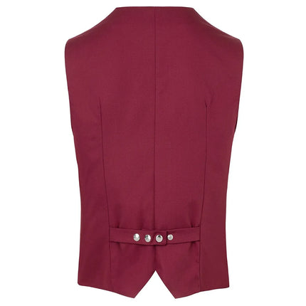 (6 pieces) KARLOWSKY | Men's Hospitality Waistcoat Kai – Bordeaux - Size 64 - Slim Fit - 95°C Wash