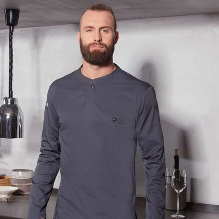 (6 pieces) KARLOWSKY | Men's Long Sleeve Performance Work Shirt – Anthracite - Size XL - Slim Fit