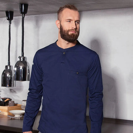 (6 pieces) KARLOWSKY | Men's Long Sleeve Performance Work Shirt – Navy - Size M - Slim Fit