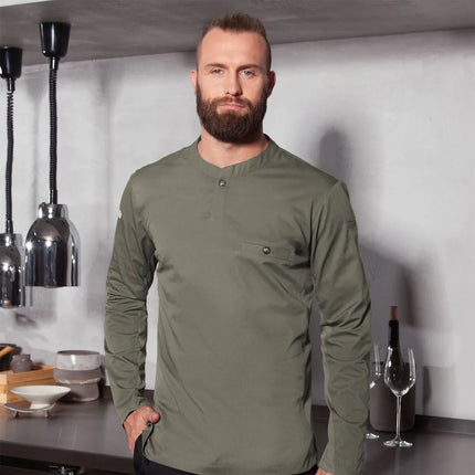 (6 pieces) KARLOWSKY | Men's Long Sleeve Performance Work Shirt – Sage - Size 4XL - Slim Fit
