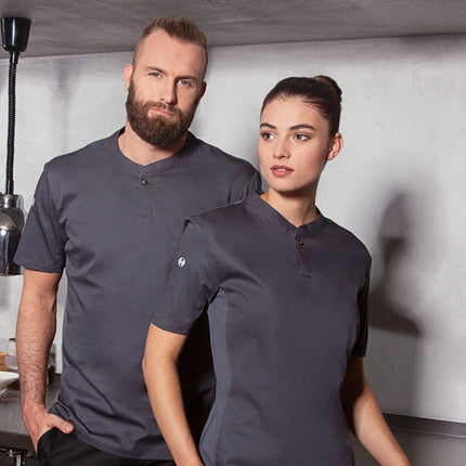 (6 pieces) KARLOWSKY | Men's Short Sleeve Performance Work Shirt – Slim Fit - Anthracite - Size L