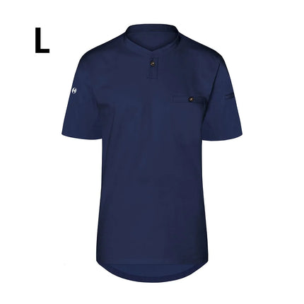 (6 pieces) KARLOWSKY | Men's Short Sleeve Performance Work Shirt – Slim Fit - Navy - Size L