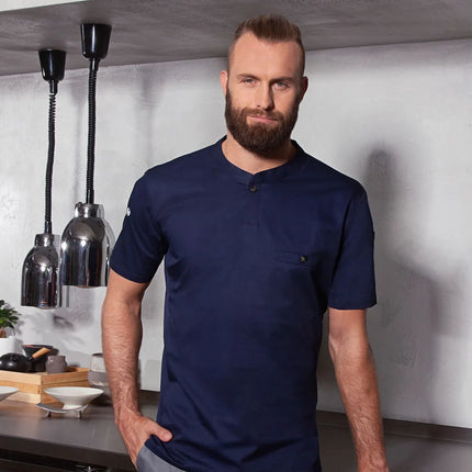 (6 pieces) KARLOWSKY | Men's Short Sleeve Performance Work Shirt – Slim Fit - Navy - Size XL
