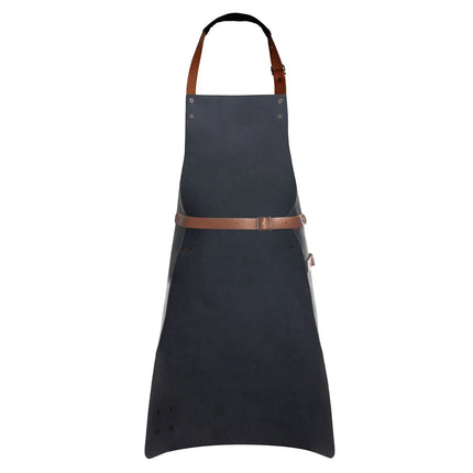 (6 pieces) KARLOWSKY | Professional Leather Bib Apron – Black - 600×820 mm