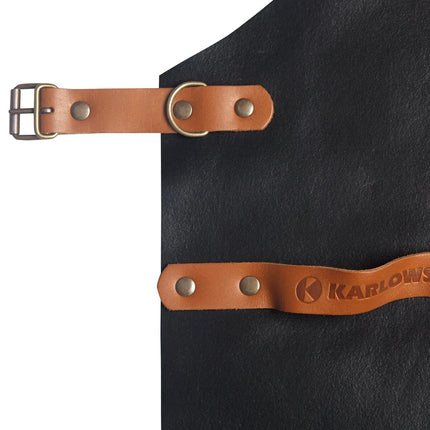 (6 pieces) KARLOWSKY | Professional Leather Bib Apron – Black - 600×820 mm