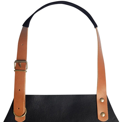 (6 pieces) KARLOWSKY | Professional Leather Bib Apron – Black - 600×820 mm