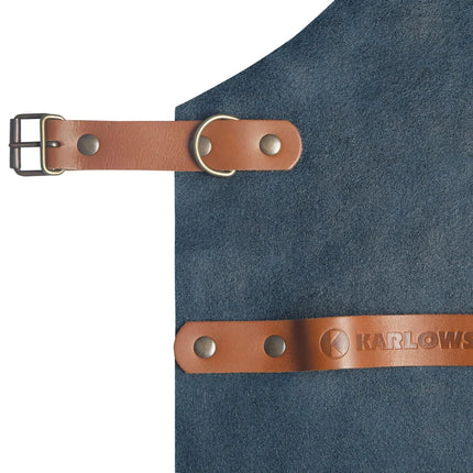 (6 pieces) KARLOWSKY | Professional Leather Bib Apron – Ink Blue - 600×820 mm
