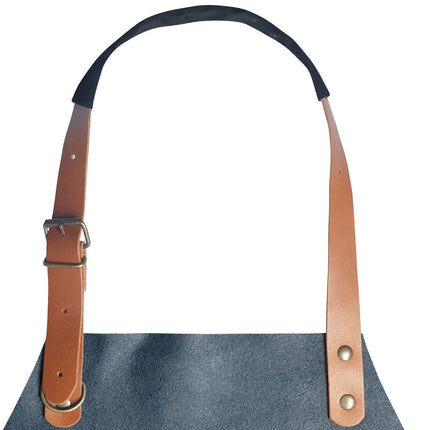 (6 pieces) KARLOWSKY | Professional Leather Bib Apron – Ink Blue - 600×820 mm