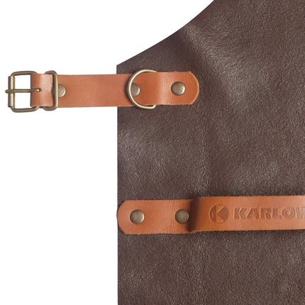 (6 pieces) KARLOWSKY | Professional Leather Bib Apron – Mocha - 600×820 mm