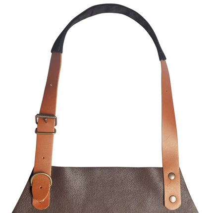 (6 pieces) KARLOWSKY | Professional Leather Bib Apron – Mocha - 600×820 mm