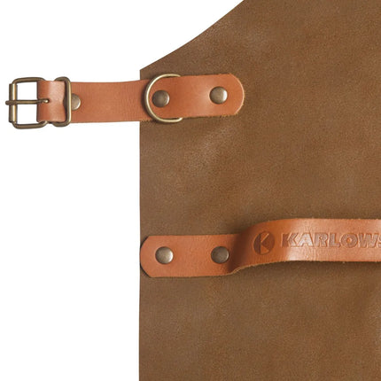 (6 pieces) KARLOWSKY | Professional Leather Bib Apron – Toffee - 600×820 mm