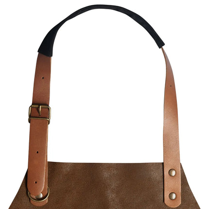 (6 pieces) KARLOWSKY | Professional Leather Bib Apron – Toffee - 600×820 mm