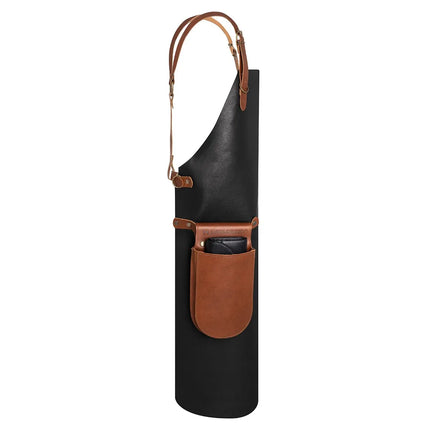 (6 pieces) KARLOWSKY | Professional Leather Bib Apron X‑Style Cross‑Back – Black - 600×820 mm