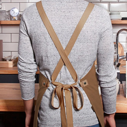 (6 pieces) KARLOWSKY | Urban Look Chef Bib Apron – Cinnamon Brown - Cross-Back - 700×850 mm